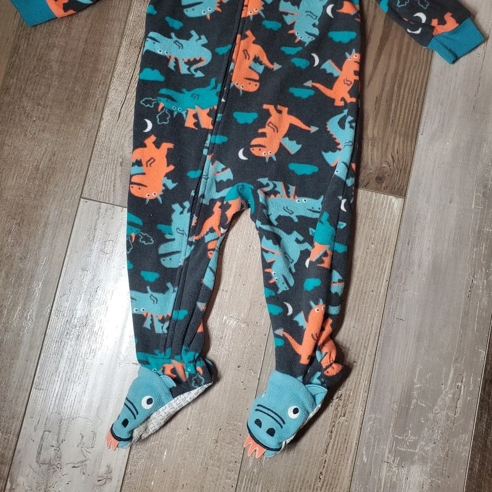 Carter's Baby Boy's Warm Soft Fleece Zip Up Footie Pajamas Charcoal Dragons 12m